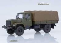 Коллекционная масштабная модель 1:43 Бортовой автомобиль 4х4  Горький-3308 с тентом, хаки (Наши Грузовики)